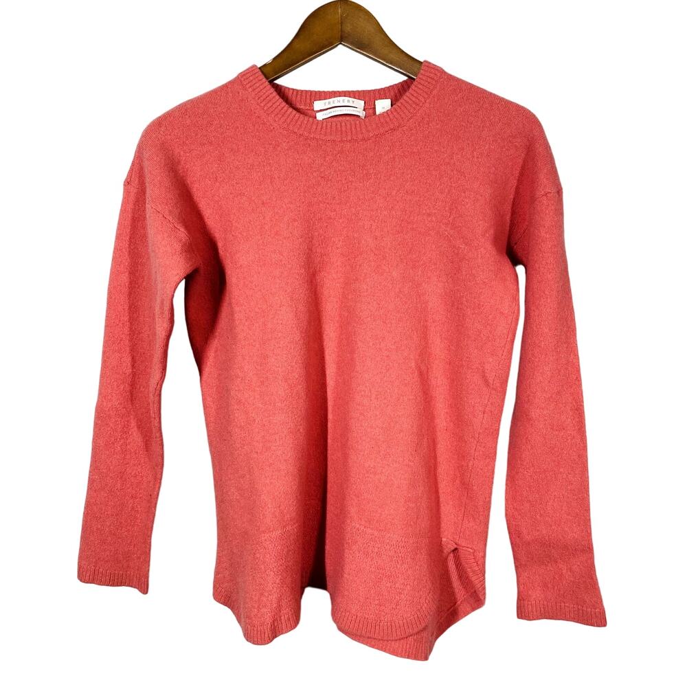 Trenery Cashmere Crewneck Sweater Long Sleeve Split Side Waist Melon - M